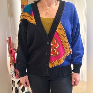 Vintage I.B. Diffusion Sport Cardigan Sweater. Ramie/ cotton blend. Size small